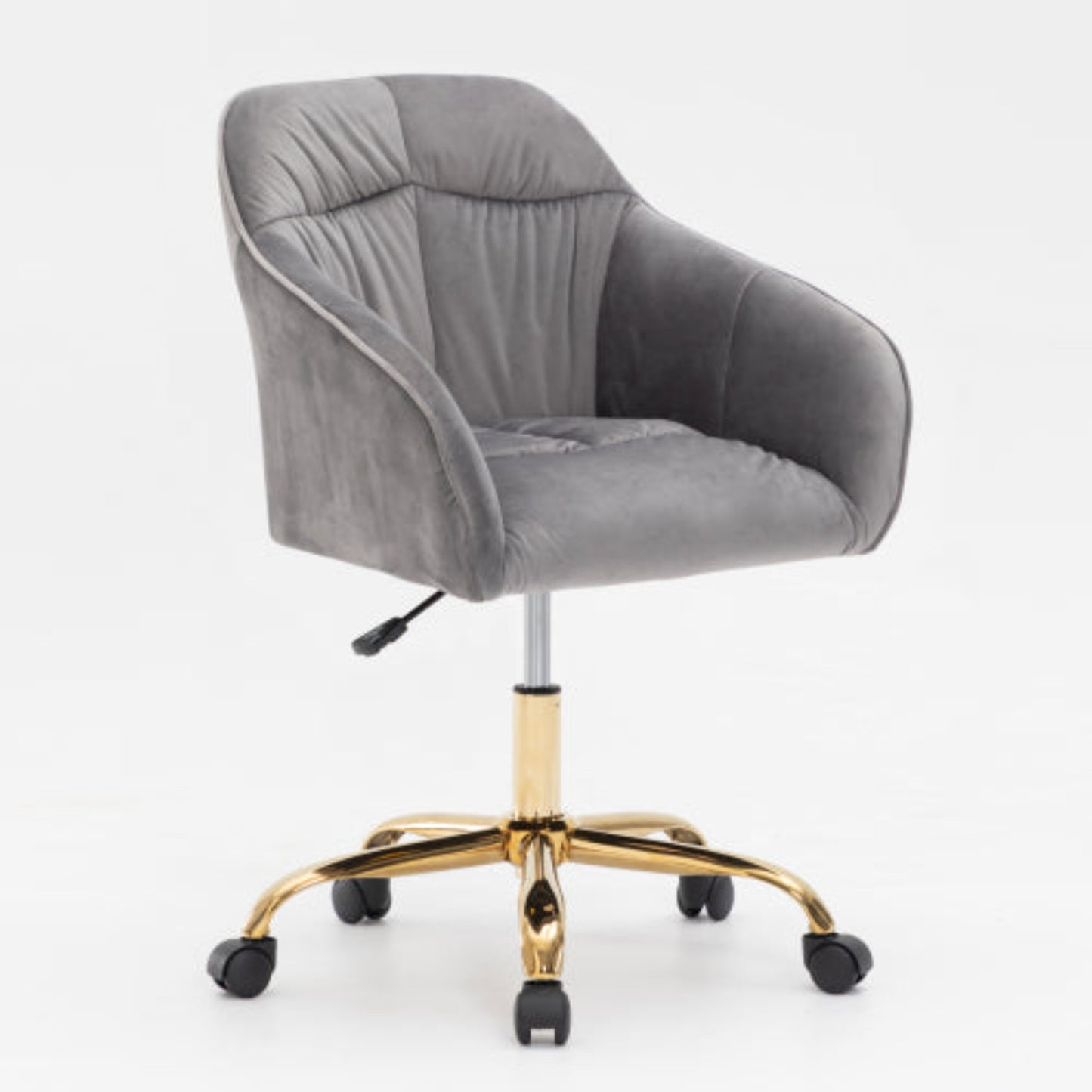 (p)Velvet Swivel Chair with Gold Legs - Adjustable Height, Breathable, Home Office Ready