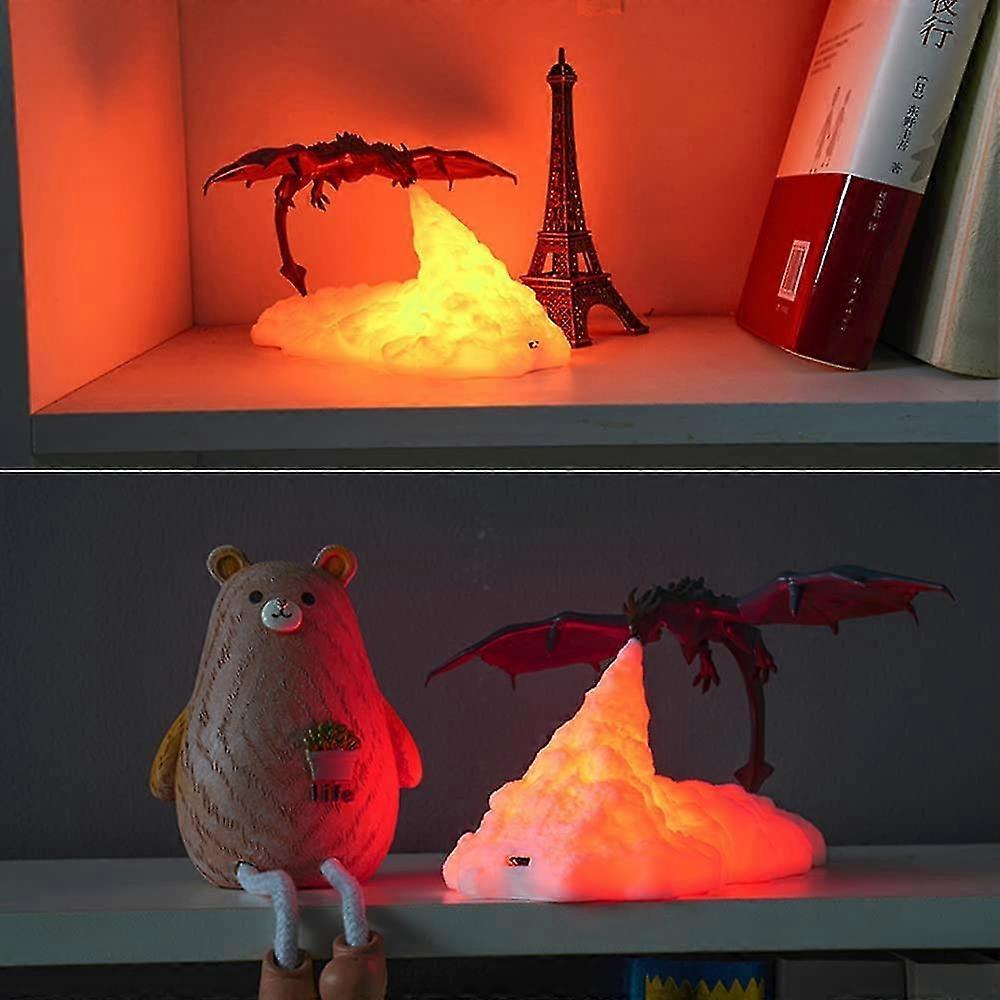 (Y)Fire Dragon Lamps, 3d Printed Night Light For Kids, Led Moon Light, Usb Dragon Lamp Christmas Dragon Gifts -CHSZ