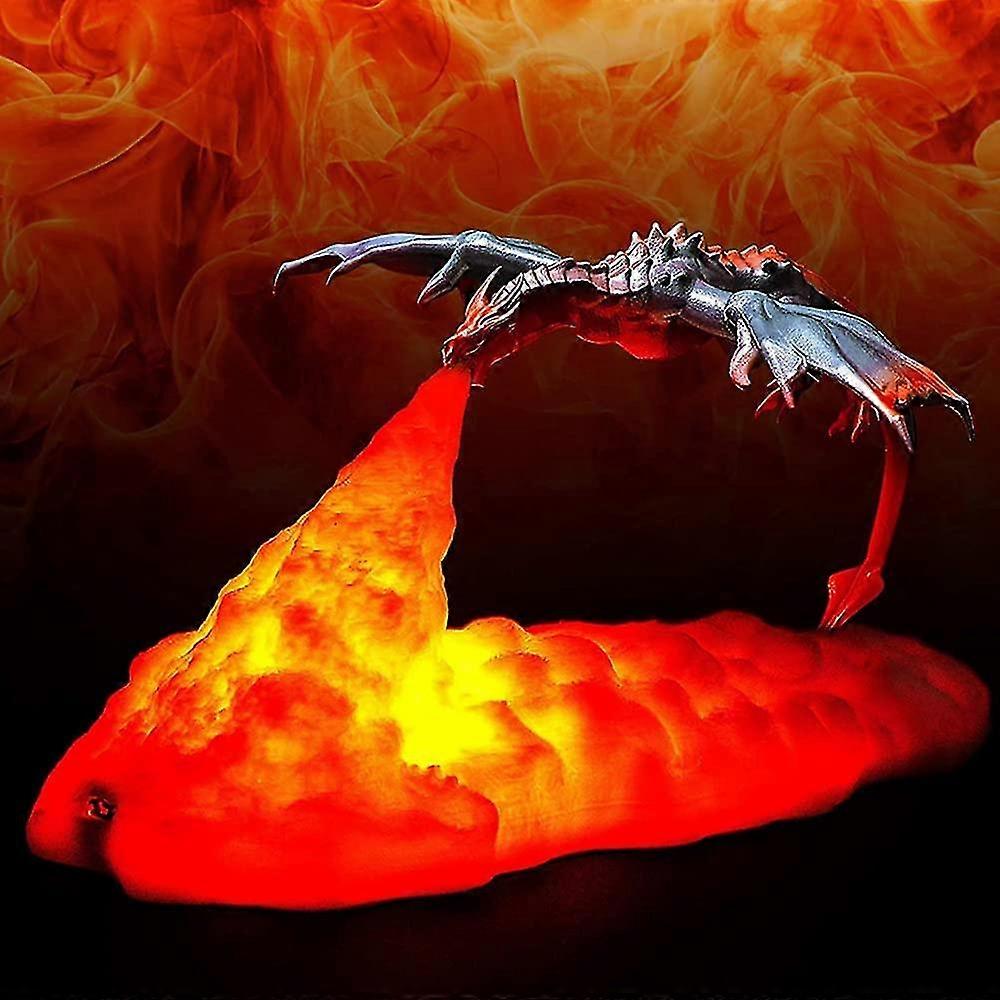 (Y)Fire Dragon Lamps, 3d Printed Night Light For Kids, Led Moon Light, Usb Dragon Lamp Christmas Dragon Gifts -CHSZ