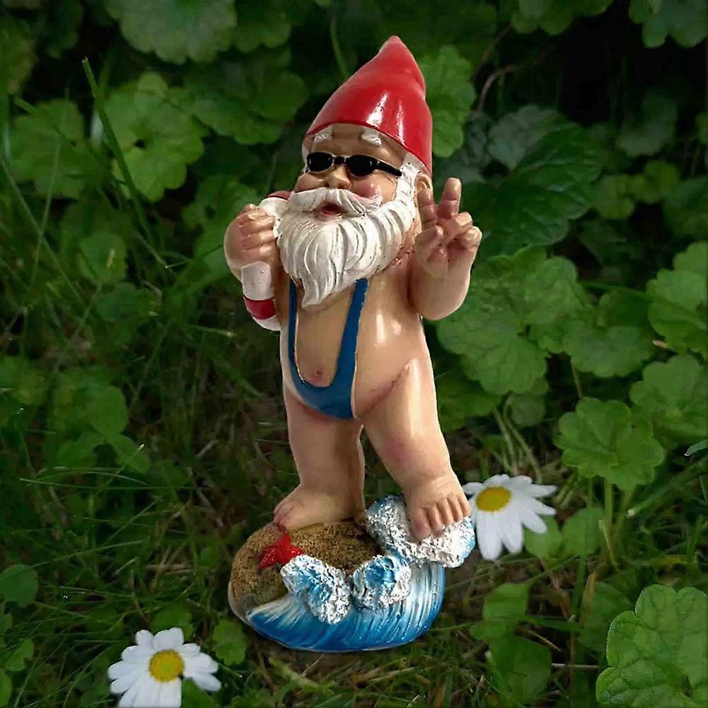 (Y)Garden Gnome Statue Lawn Decoration Outdoor Gnome Statue Fun Cute Garden Sculpture Dwarf Decoration