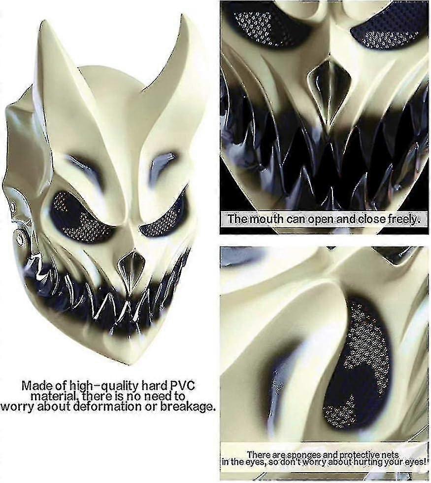 (Y)Demon Mask, Slaughter To Prevail Mask Oni Mask Halloween Prop Party Mask Movable Mouth Mask Hallowee