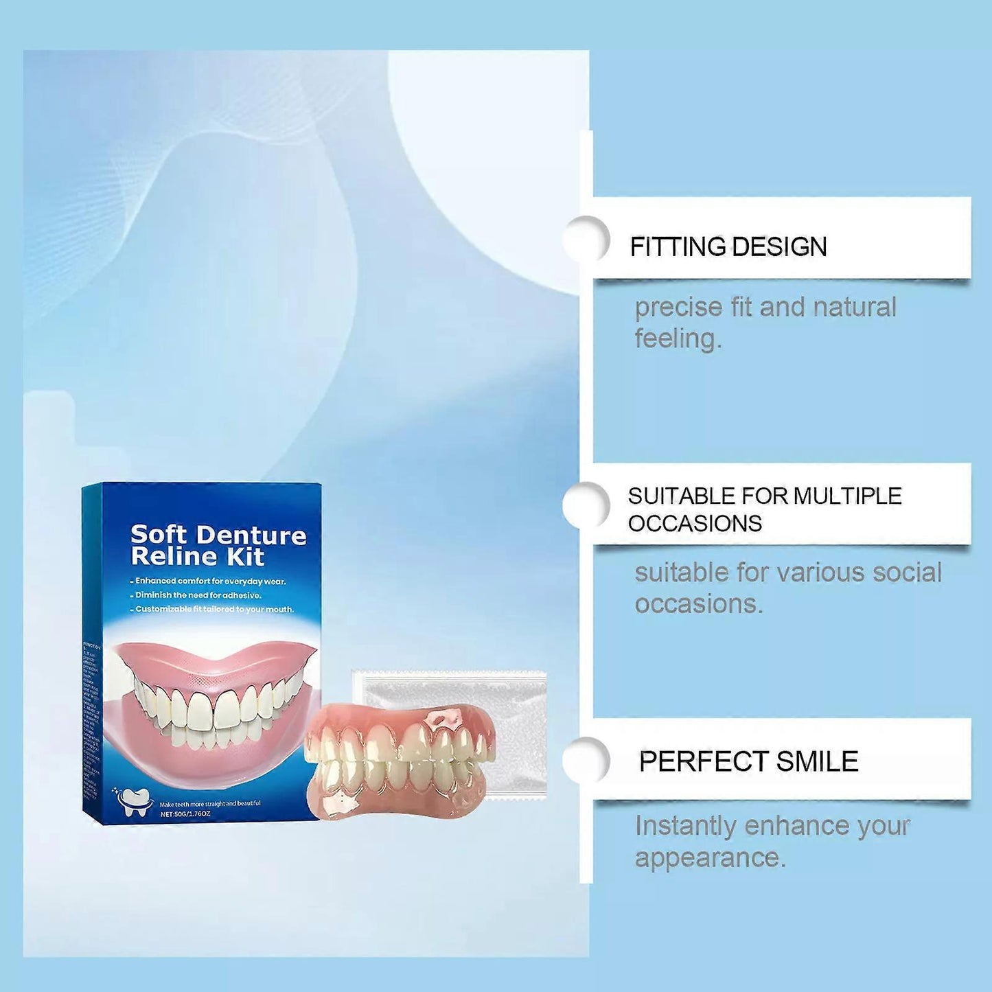 (Y)Denture Silicone Reline Kit Soft Denture Reline for Men and Women