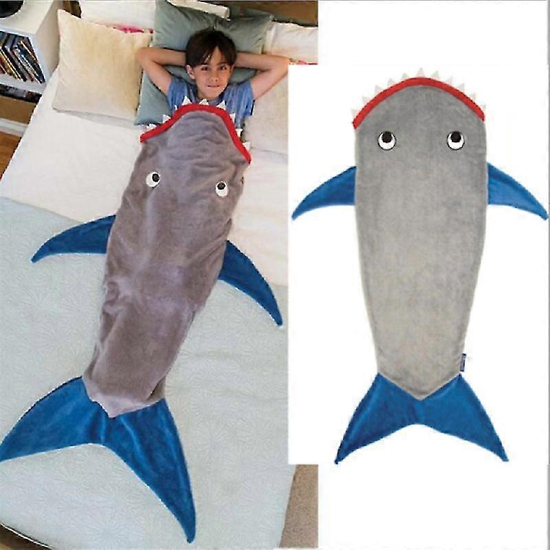 (Y)Cute Mermaid Tail Blanket Flannel Cartoon Shark Sleeping Bag Soft Warm Children Weighted Blanket Air Conditioning