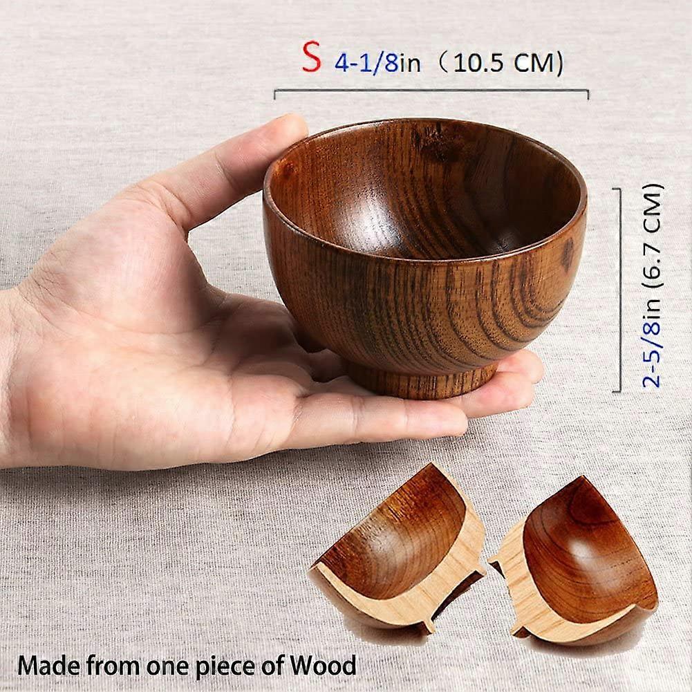 (Y)6 Pcs Wood Bowls Serving Tableware for Rice, Soup, Dip, Coffee, Tea, Decoration Wooden Salad Bowl