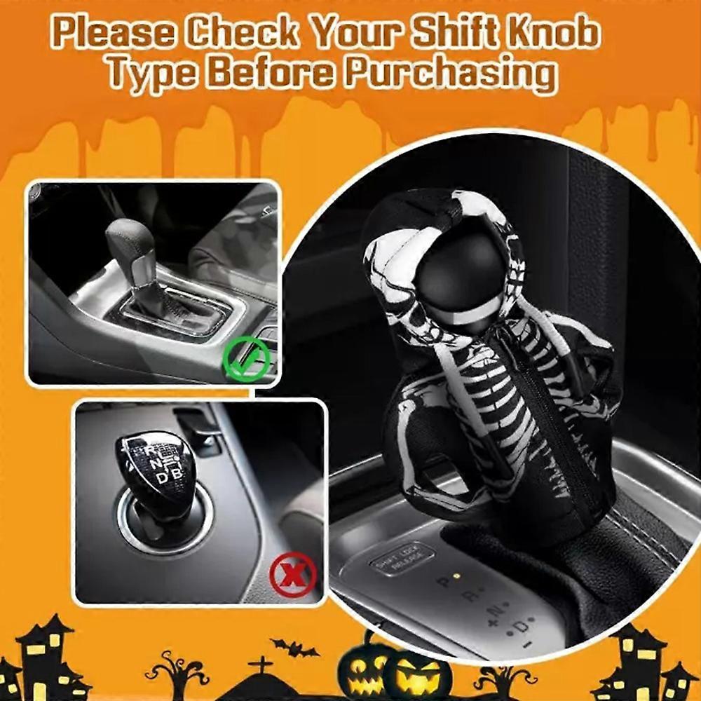 (Y)Halloween Skeleton Car Gear Shift Hoodie, Universal Hoodie Car Gear Shift Cover