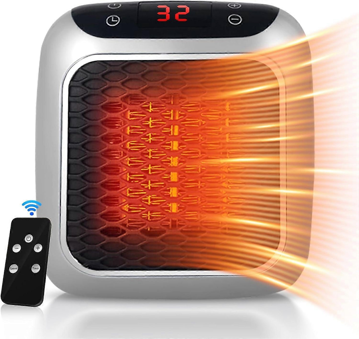 (Y)Portable Heater, 800W Ceramic Plug in Heater, Space Electric Fan Heater with Remote Control, 12H Timer, LED Display