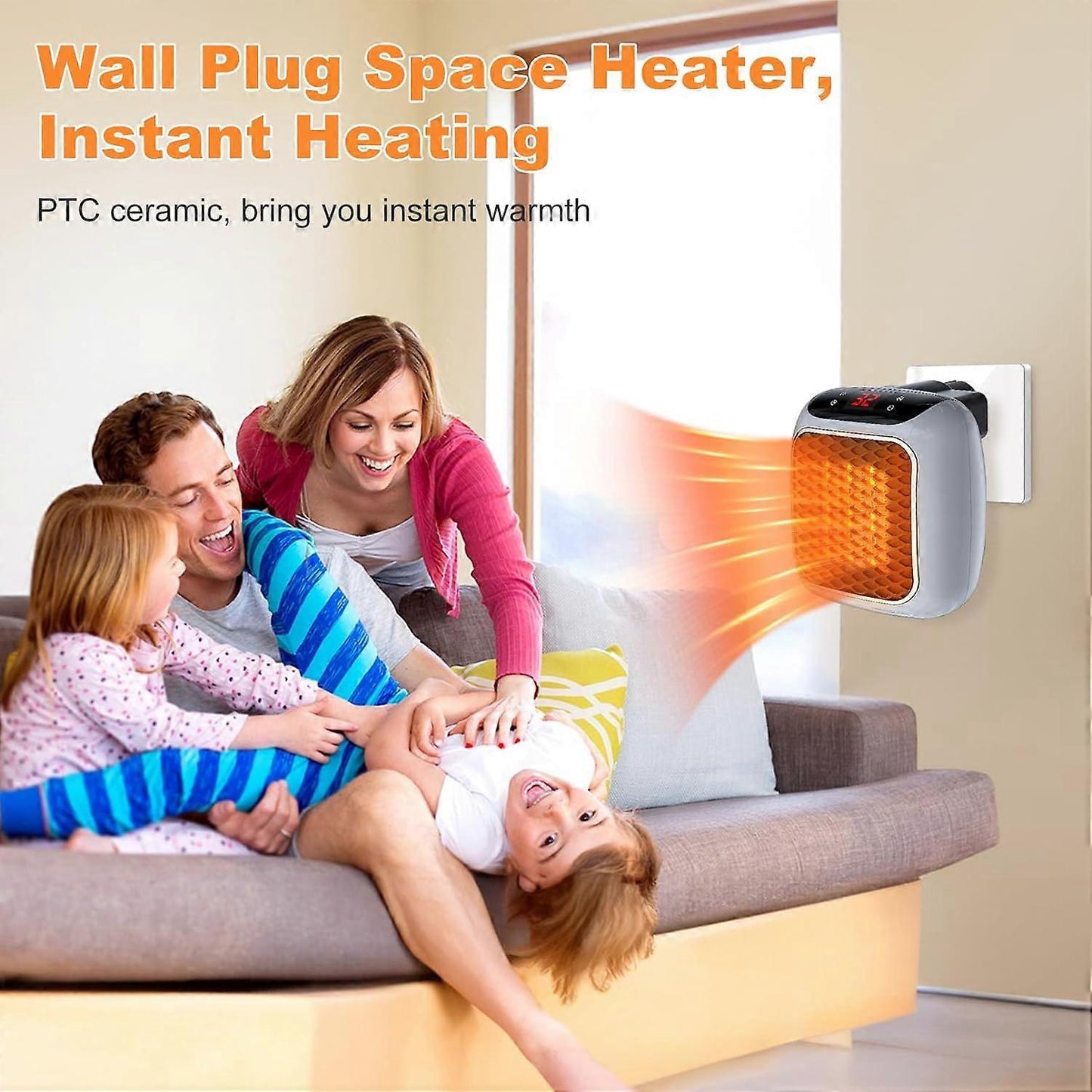 (Y)Portable Heater, 800W Ceramic Plug in Heater, Space Electric Fan Heater with Remote Control, 12H Timer, LED Display