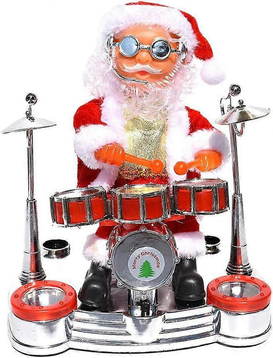 (Y)2024 New Doll Toy Singing Dancing Santa Claus Play The Drum Toy Battery Operated Musical Moving Figure Holiday Party Supplie