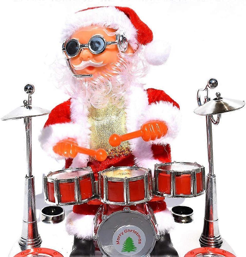 (Y)2024 New Doll Toy Singing Dancing Santa Claus Play The Drum Toy Battery Operated Musical Moving Figure Holiday Party Supplie