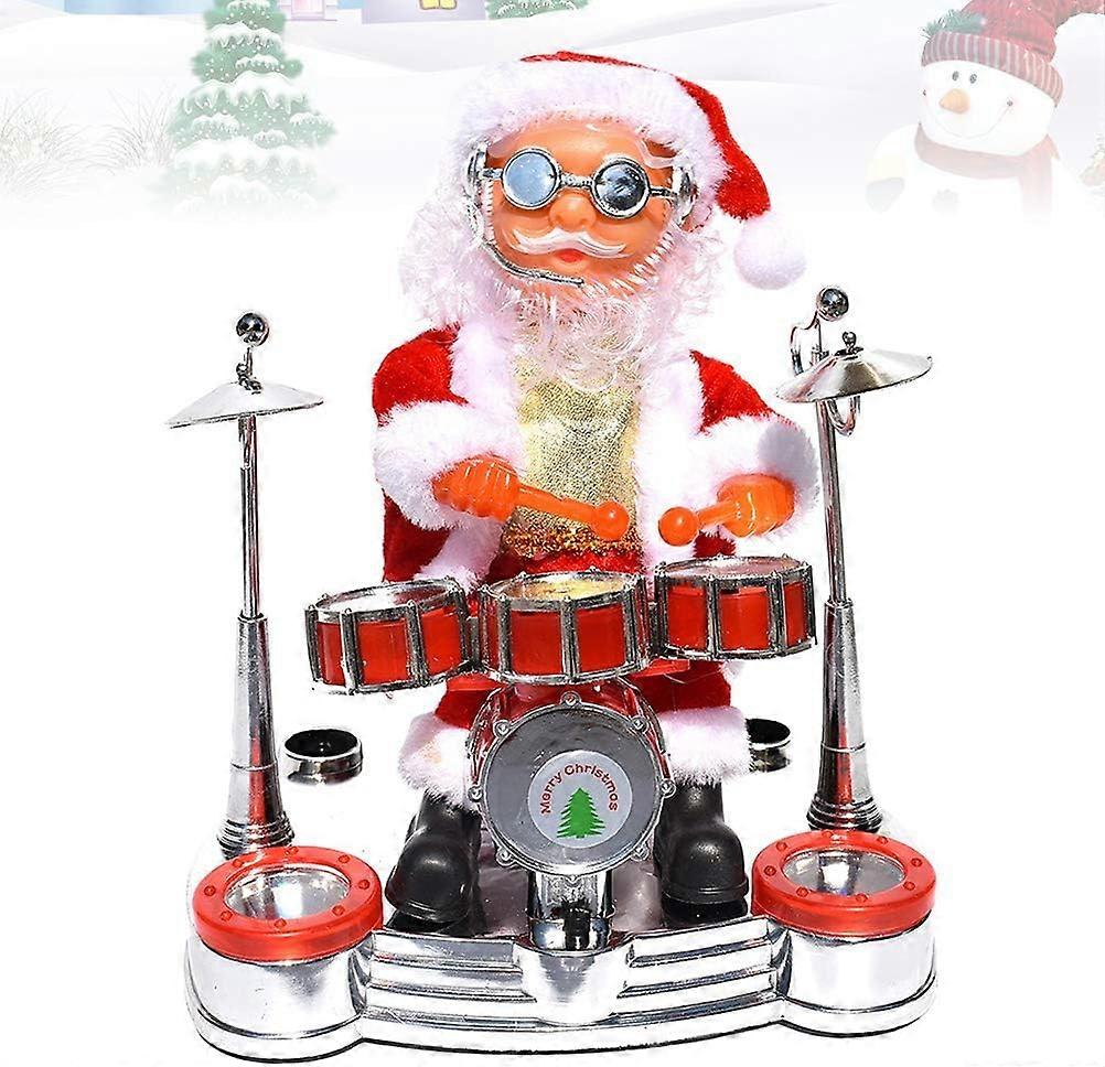 (Y)2024 New Doll Toy Singing Dancing Santa Claus Play The Drum Toy Battery Operated Musical Moving Figure Holiday Party Supplie