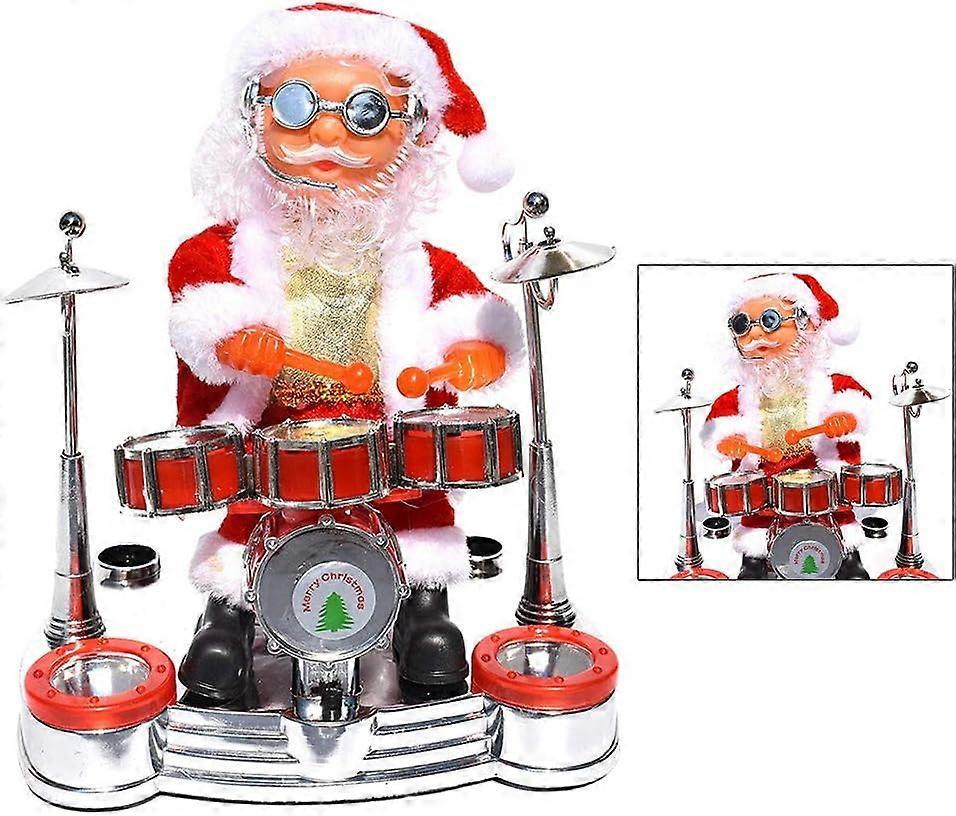 (Y)2024 New Doll Toy Singing Dancing Santa Claus Play The Drum Toy Battery Operated Musical Moving Figure Holiday Party Supplie