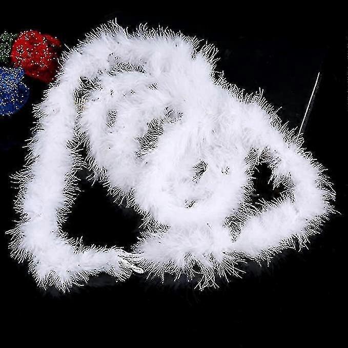 (Y)2024 New 5pcs 2m Christmas Tree White Feather Garland Fluffy Boa, Strips White Feather Boa's For Xmas Tree Decoration