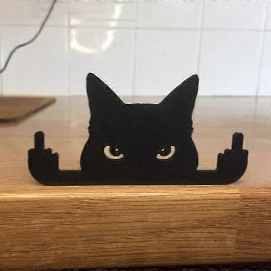 (Y)4PCS middle finger Cat Black cat room window 10x5x1cm