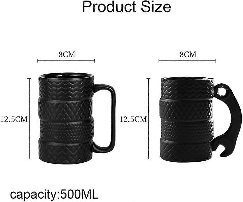 (Y)500ML Creative Tire Shaped Ceramic Mug Ceramic Wheel Coffee Mug 3D Mug Gift Mug