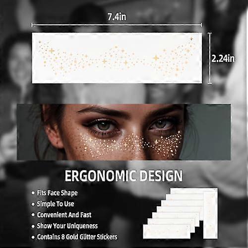 (Y)10pcs Gold Glitter Freckles Face Tattoo, Makeup Patch - Freckle Makeup, Faux Freckles Waterproof Temporary Tattoos