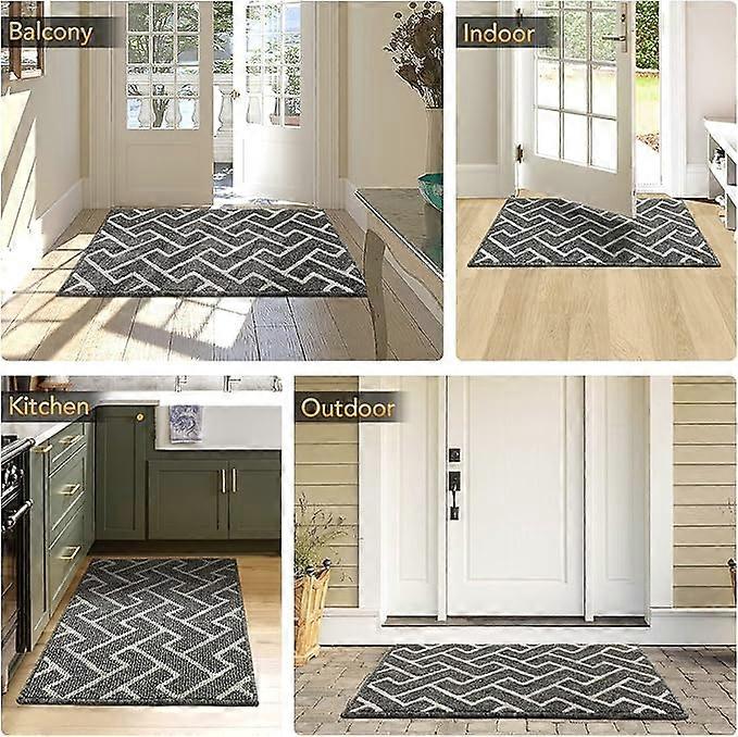 (Y)Indoor Doormat,Front Back Door Mat Rubber Backing Non Slip Door Mats,20"x31.5" Low-Profile Absorbent Resist Dirt Entryway Doormat (Grey)