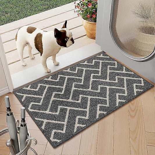 (Y)Indoor Doormat,Front Back Door Mat Rubber Backing Non Slip Door Mats,20"x31.5" Low-Profile Absorbent Resist Dirt Entryway Doormat (Grey)