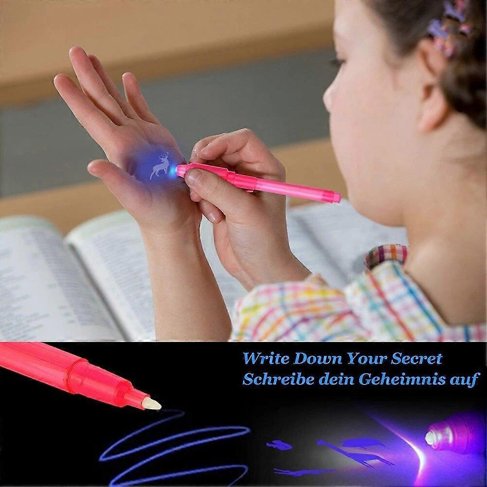 (Y)3PCS Invisible Ink Pen With Magic UV Light Pencil for Money Fluorescent Secret Message Writing Drawing Pen Ballpoint Pens Kids Toy