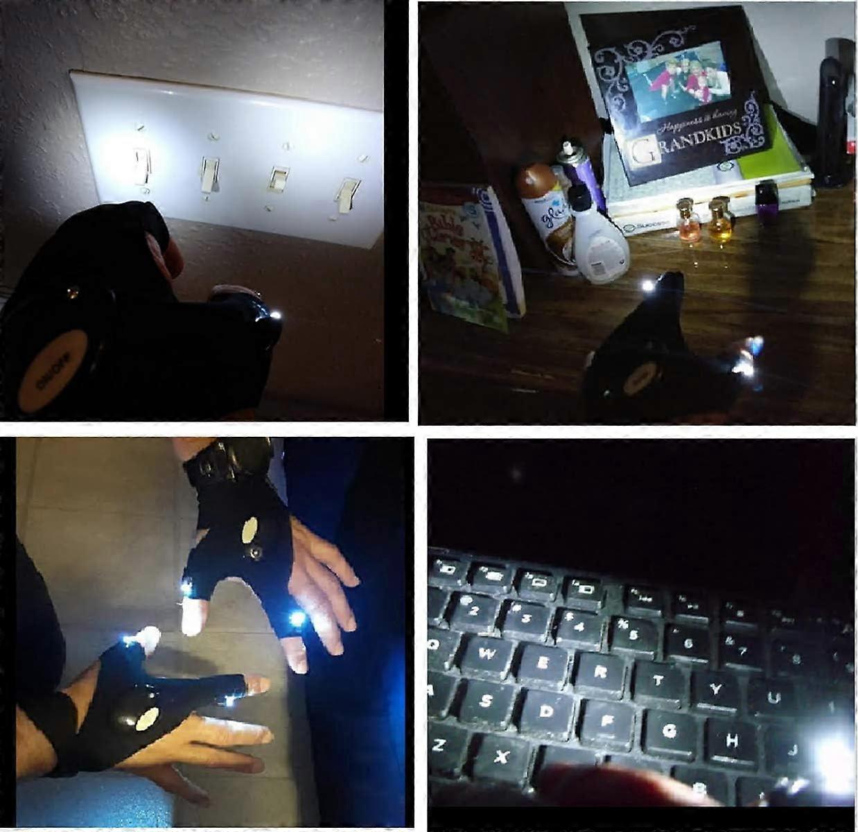 (Y)Flashlight LED Gloves, Fingerless LED Flashlight Gloves, Birthday Gifts for Man, Hands Free Flashlights for Working