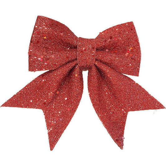 (Y)10PCS Christmas Tree Glitter Large Bows Bowknot Ornaments Xmas Decor Gift