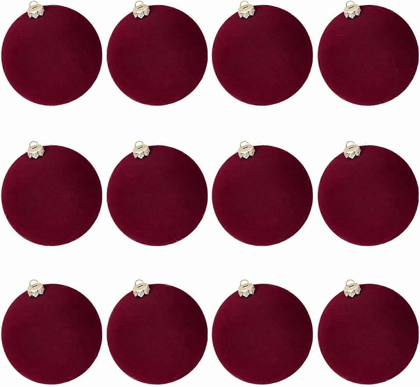 (Y)Velvet Christmas Ornaments 12 Pcs 2.4 Inches Flocked Christmas Hanging Ball for