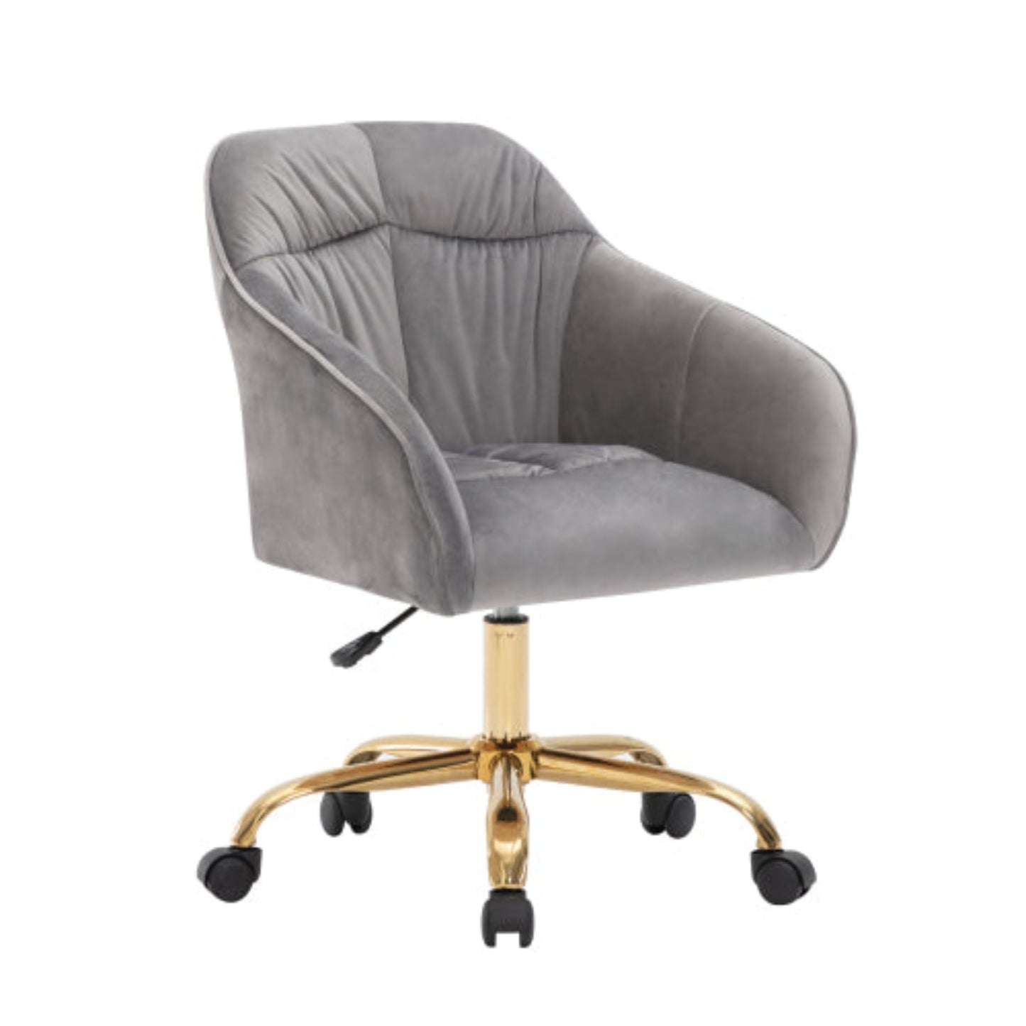 (p)Velvet Swivel Chair with Gold Legs - Adjustable Height, Breathable, Home Office Ready