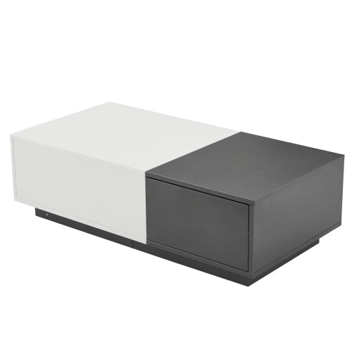 Modern Rectangular Coffee Table-Grey-White with 2 Drawers, 45 kg Load, Perfect for Living Room