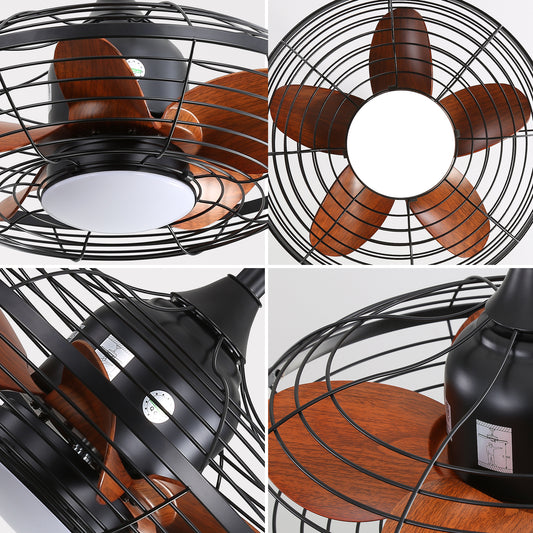 20 Inch Downrod Mount Ceiling Fan with LED 18W 3CCT, 5 ABS Blades, DC Motor for Outdoor Patios & Pergolas