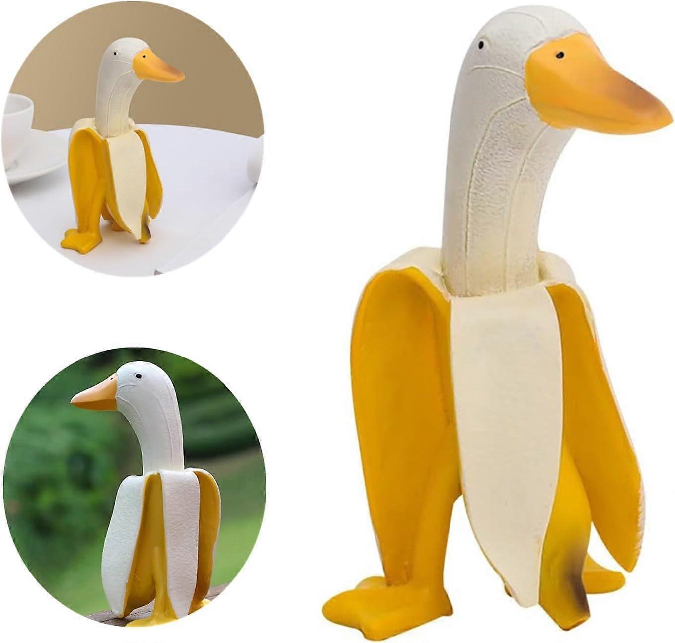 (Y)Resin Banana Duck,Banana Duck Garden Statues Banana Duck Sculpture Garden Decoration Yellow Banana Duck Statue