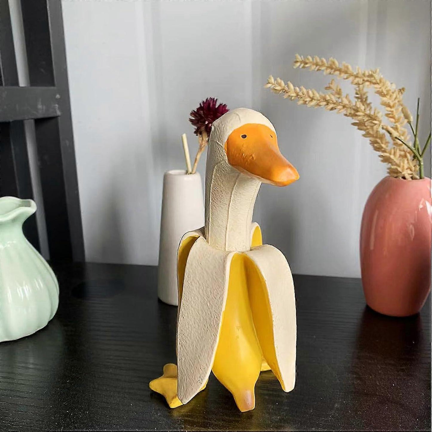 (Y)Resin Banana Duck,Banana Duck Garden Statues Banana Duck Sculpture Garden Decoration Yellow Banana Duck Statue