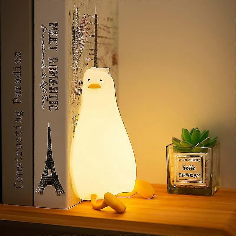 (Y)Led Lying Flat Duck Night Light, 3 Level Dimmable Nursery Nightlight,cute Lamp Silicone Squishy Light Up Duck,