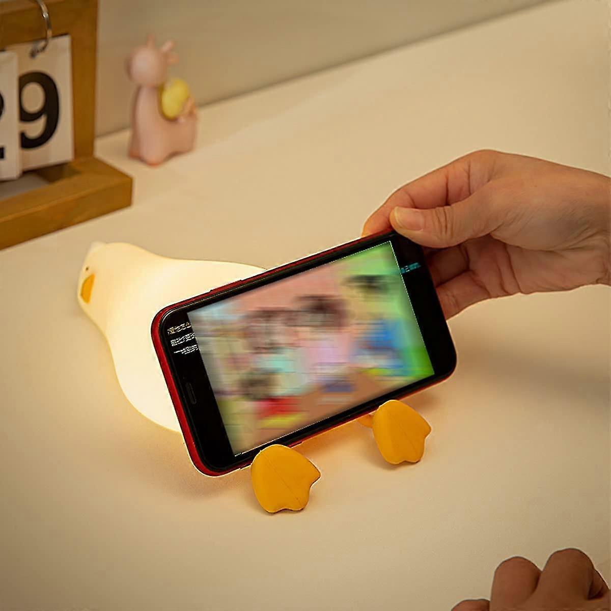 (Y)Led Lying Flat Duck Night Light, 3 Level Dimmable Nursery Nightlight,cute Lamp Silicone Squishy Light Up Duck,