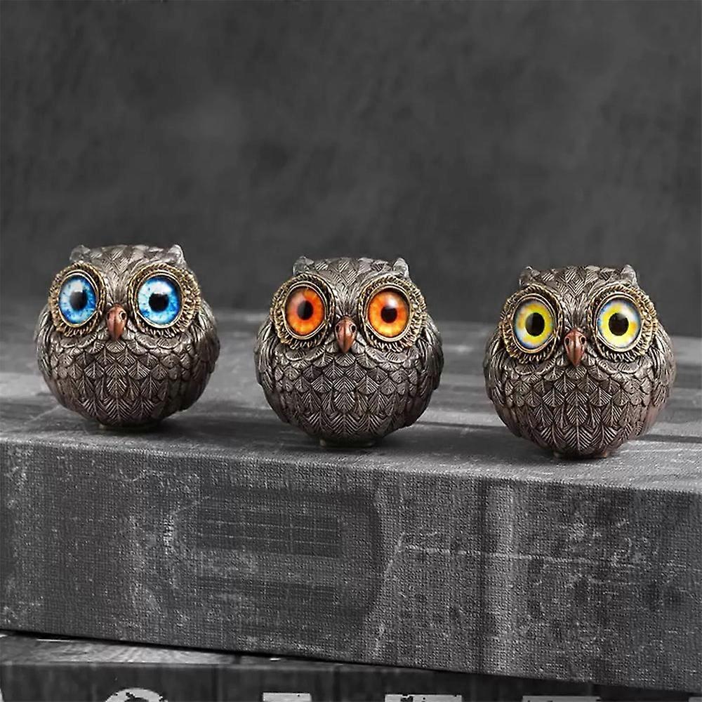 (Y)Lucky Owl Guardian-The Wise Watcher,Retro Owl Decor Figurines Shelf Decor