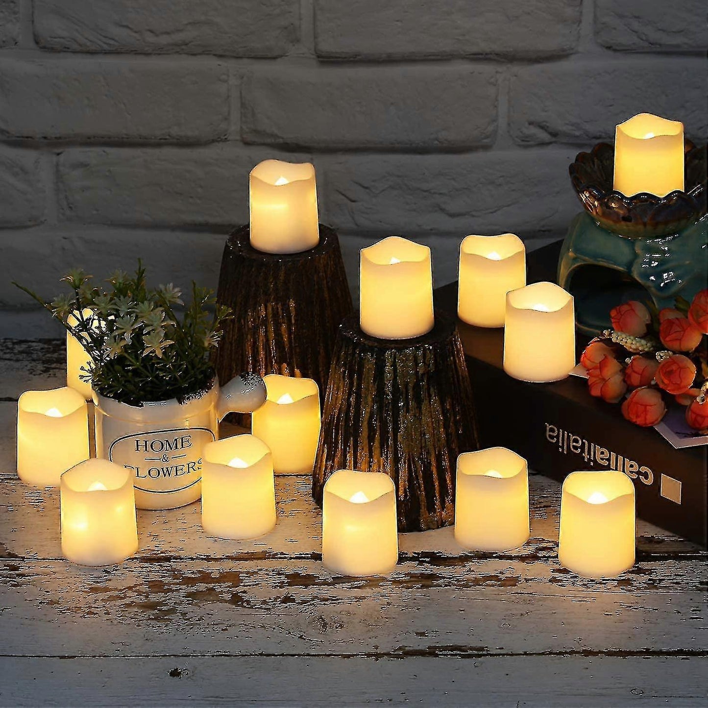 (Y)24 Pack LED Flameless Candles Votive Candles Tea Lights Flickering Electric Fake Candle Battery Operated