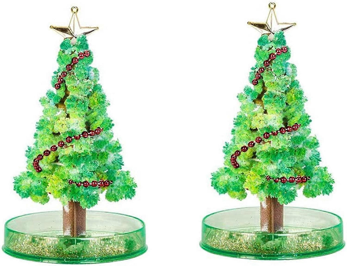 (Y)2Pcs Arbor Day Magic Tree,DIY Crystal Paper Magic Growing Tree for Kids Decoration Funny Educational and Party Toys (Green)