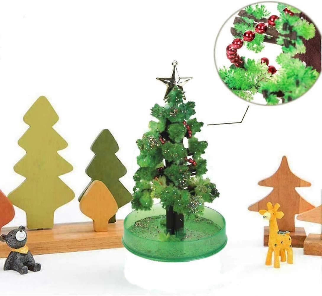 (Y)2Pcs Arbor Day Magic Tree,DIY Crystal Paper Magic Growing Tree for Kids Decoration Funny Educational and Party Toys (Green)