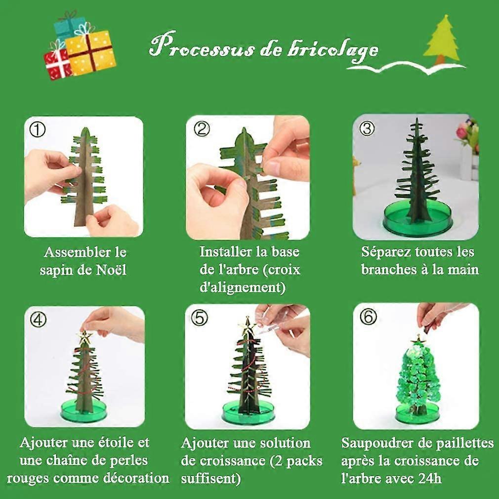 (Y)2Pcs Arbor Day Magic Tree,DIY Crystal Paper Magic Growing Tree for Kids Decoration Funny Educational and Party Toys (Green)