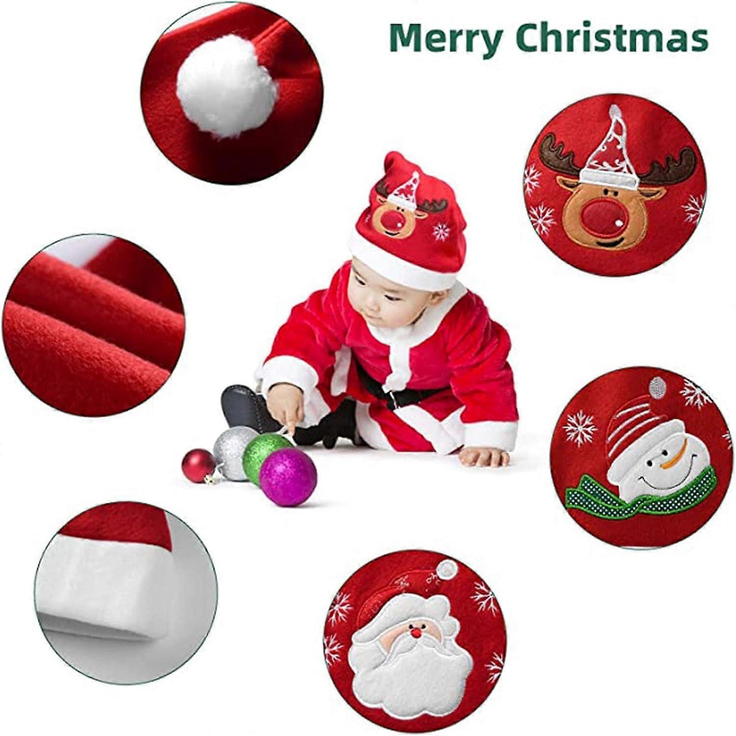 (Y)4pcs Unisex Christmas Hat Winter Knitted Crochet Beanie Santa Hat for Women Men Soft