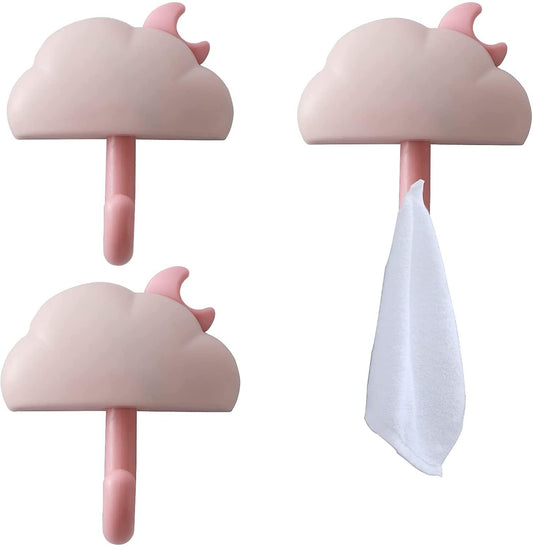 (Y)Cloud Wall Hooks 3pcs Cloud Star Moon Wall Hooks For Kitchen Bathroom Bedroom, Self Adhesi