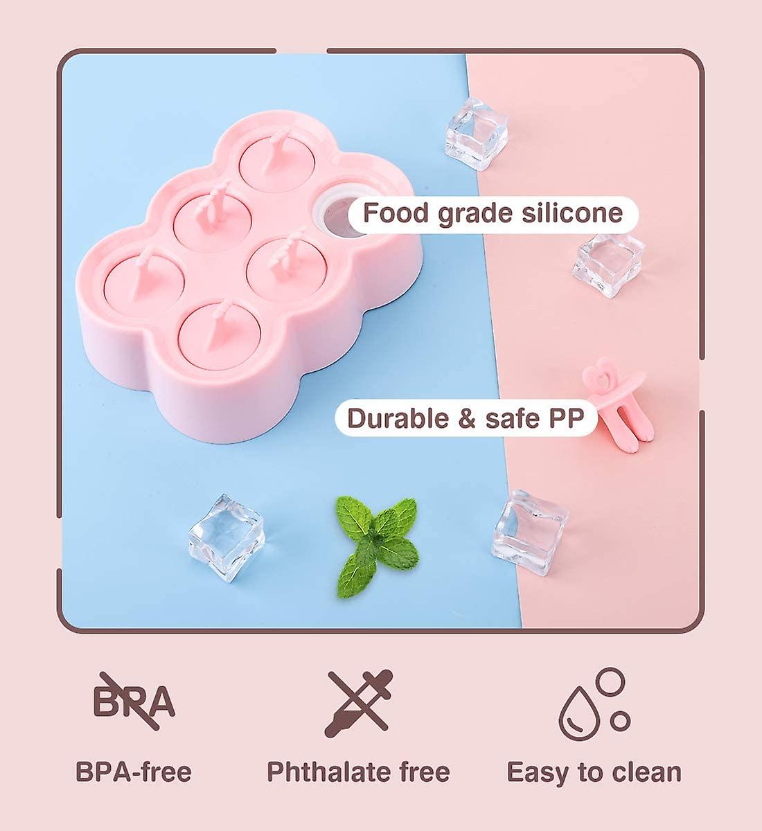 (Y)Cartoon Popsicle Molds, 6 Pieces Bpa Free Popsicle Maker Reusable Ice Pop Molds