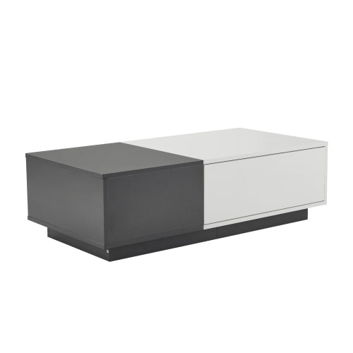 Modern Rectangular Coffee Table-Grey-White with 2 Drawers, 45 kg Load, Perfect for Living Room