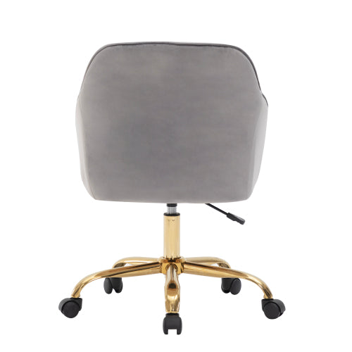 (p)Velvet Swivel Chair with Gold Legs - Adjustable Height, Breathable, Home Office Ready