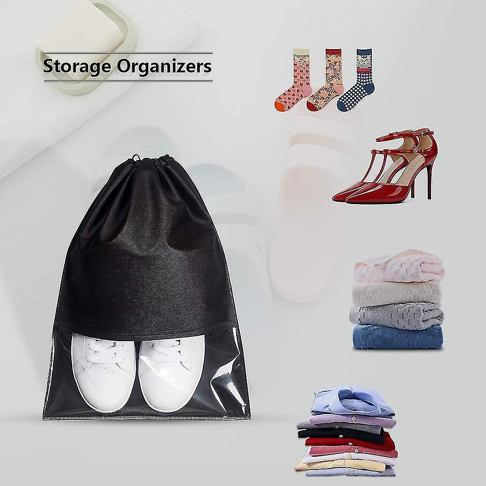 (Y)18 Pcs Dustproof Drawstring Bag Travel Shoe Bags Dust Cover Pouch Bag Storage With Visual Window For Handbags