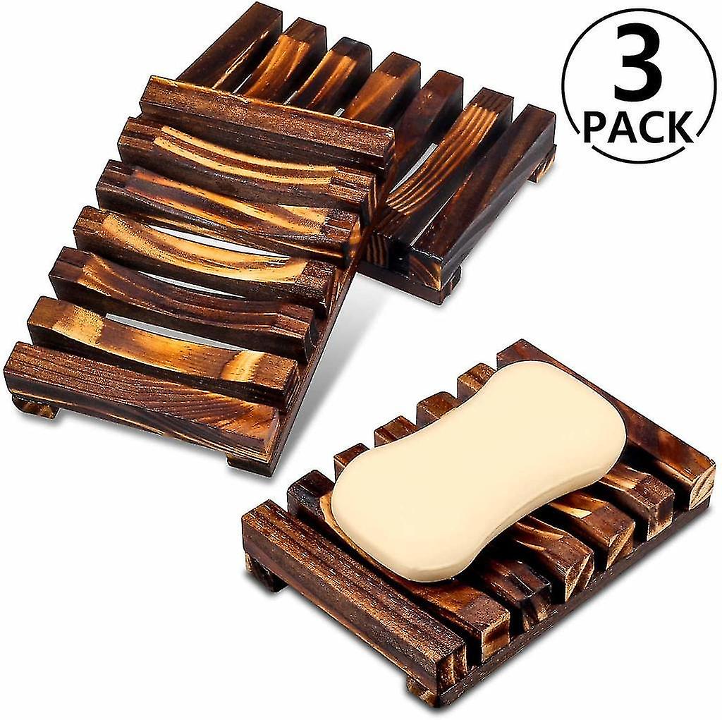 (Y)3 Pieces Soap Dish Wooden Shower Handmade Soap Holder Wooden Soap Holder For Kitchen Bathroom, Sisal Soap