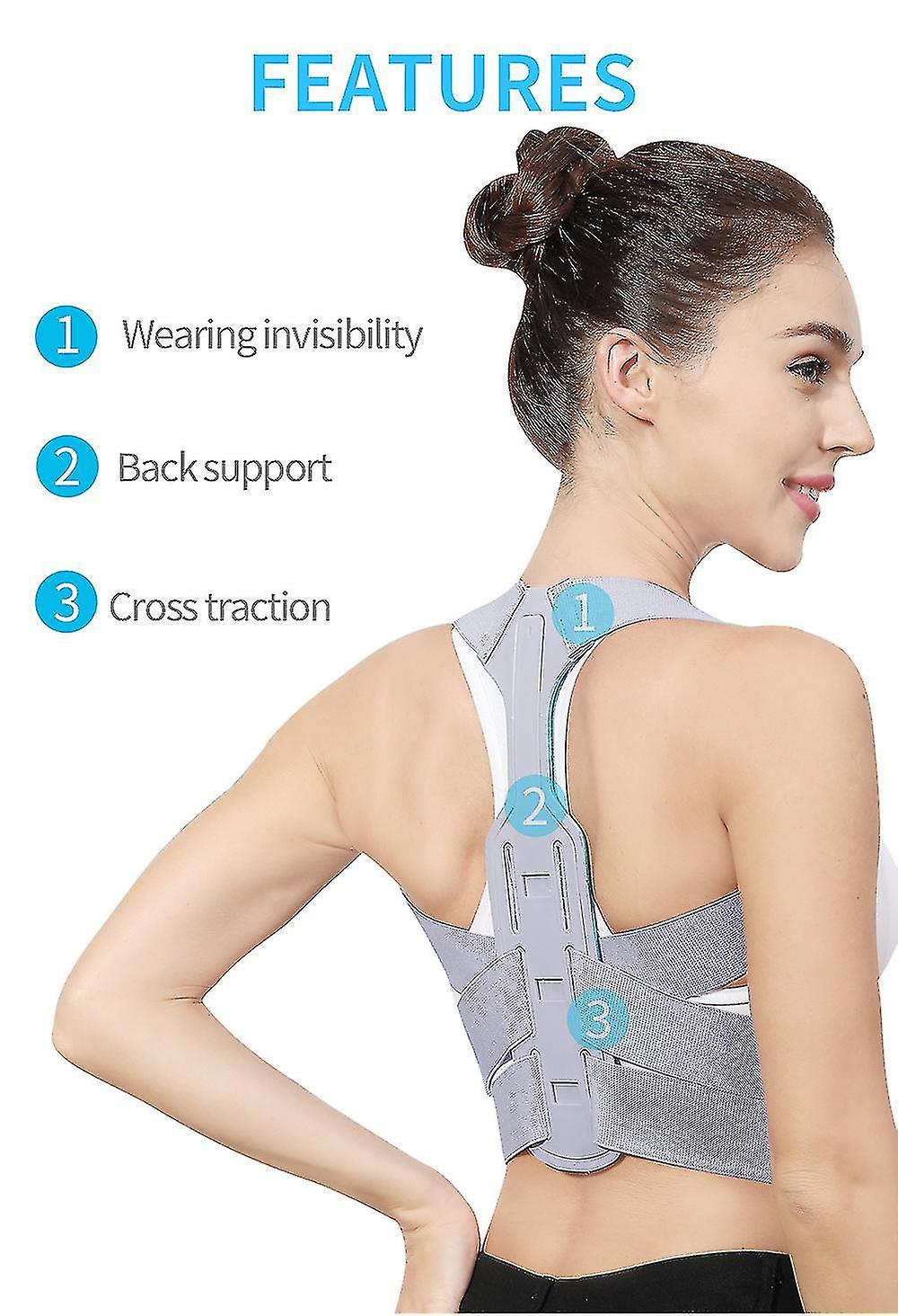 (Y)Adjustable back posture corrector with support strap, clavicle, spine, back, shoulders