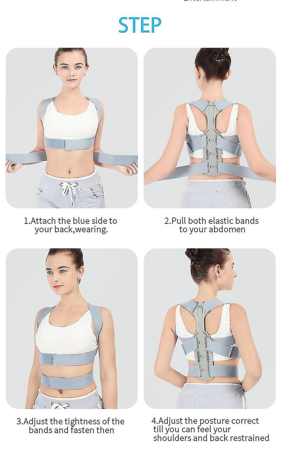 (Y)Adjustable back posture corrector with support strap, clavicle, spine, back, shoulders