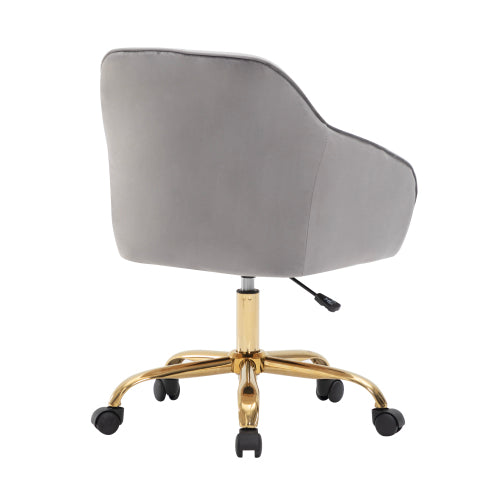 (p)Velvet Swivel Chair with Gold Legs - Adjustable Height, Breathable, Home Office Ready