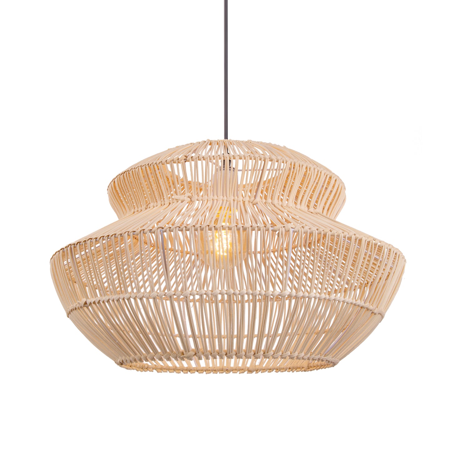 (Q)Handmade Rattan Pendant Light,,Rustic Style Rattan Pendant Light,Rattan Dome Decoration,Suitable for Living Room,Dining Room,Coffee Shop