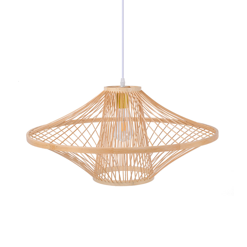 (M)Pendant Lighting Bamboo Handmade Hanging Chandelier 1 Light E27 for Kitchen Living Room