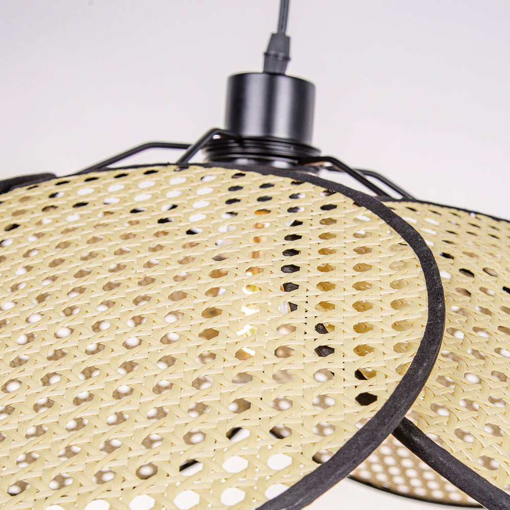 (M)ARTURESTHOME Rattan Pendant Light Fixture Black Hanging Chandelier For Living Room